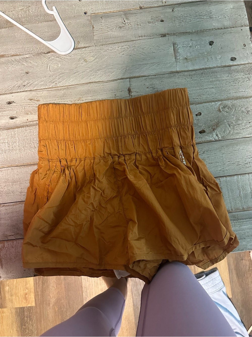 Women’s Free People High-Waist Mustard Smocked Shorts
